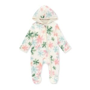 NWT Burt's Bee Baby Organic Cotton Snowflake Winter Bunting Jumpsuit 3-6 Months